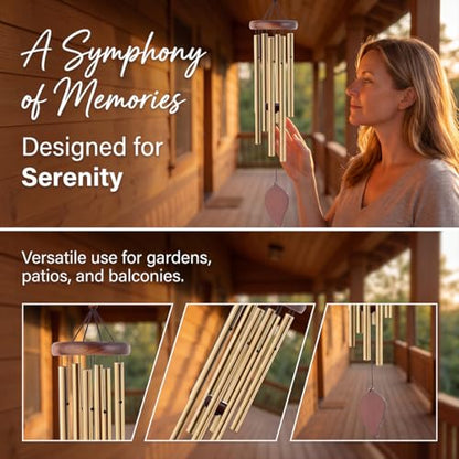 Wind Chimes for Outside, 32" Wooden Sympathy Wind Chimes Memorial Wind Chime for Loss of Loved One Mother Father, Sympathy Gift Home Decor Outdoor Garden Patio