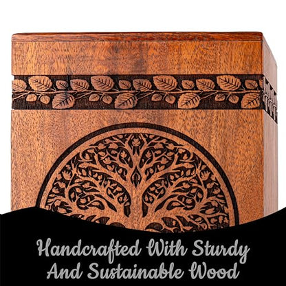 Well Crafted Tree Urns for Human Ashes Adult Man - Wooden Urns for Human Ashes Adult, Urn for Human Ashes Adult Male Female, Decorative Urns (Keepsake Set of 2) - size: Keepsake Set of 2