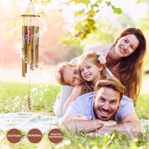 Bamboo Wind Chimes for Outside, Cardinal Wooden Wind Chime Memorial Gifts - size: 38" Cardinals