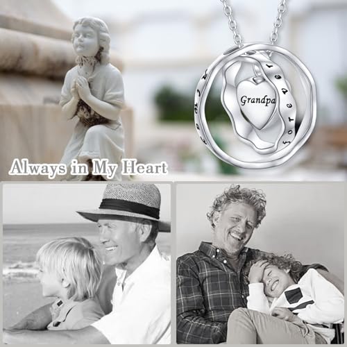 Ladytree 925 Sterling Silver Cremation Urn Necklace for Ashes - style: Circle-Grandpa