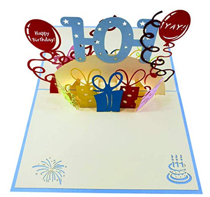 iGifts And Cards 101st Special Happy Birthday 3D Pop-Up Card 4.75" x 7" | Colorful Gifts and Balloons, Festive Milestone Celebration, Senior, Parent, Grandparent, Heartfelt Greeting, Fun Paper Art