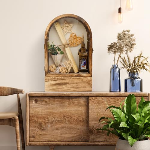10 x16 Shadow Box Frame, Sturdy Rustic Memory Display Case with Linen Back and Drawer, Picture Frame Wedding Bouquet Memorabilia Medals Photos - size: 10*16 Inch