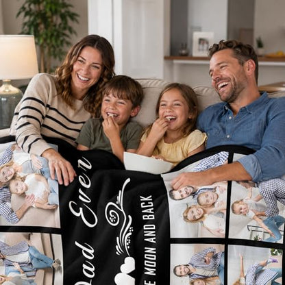 Fathers Day Birthday Gift for Dad Custom Blanket with 9 Photo & Text, Personalized Blankets with Picture to My Dad, HD Printing Customized Flannel Throw Blanket Gifts for Best Daddy Grandpa Ever - color: Dad-1