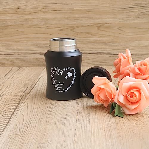4.5 Inches Small Urn for Human Ashes Small Keepsake Urn Heart Pattern Memorial Ashes ContainerStainless Steel Mini Cremation Urn - size: Heart-Black
