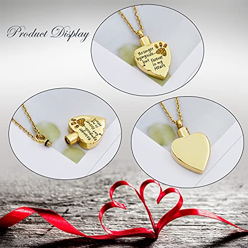 Fashion Pet Cremation Jewelry Stainess Steel Heart Keepsake Ashes Necklace Dog Cat Paw Memorial Urn Pendant - color: Gold-Yellow