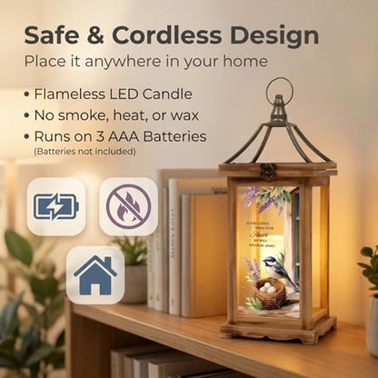 The Bridge Collection - Never Be Apart Flameless LED Candle Lantern with Timer - Commemorative Indoor Home Decor Accent - Sympathy Gift for Lost Loved One
