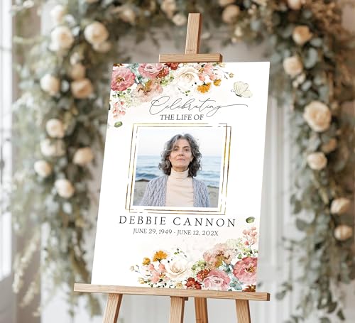 Custom Funeral Welcome Sign with Photo, Memorial Yard Sign, Celebration of Life Welcome Board, Personalized Remembrance Sign for Funeral Service - CCTC12 - color: Background #12