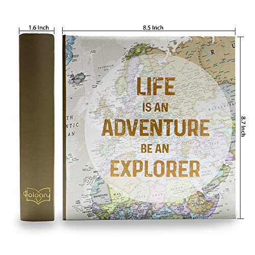 Holoary Photo Album 4x6 160 Photos Two Pictures Per Page, Memo Writing Area for Each Pocket, 160 Pockets 4”x6”, Printed Book Cover Travel Design World Map Adventure Vacation - size: 160 Pockets