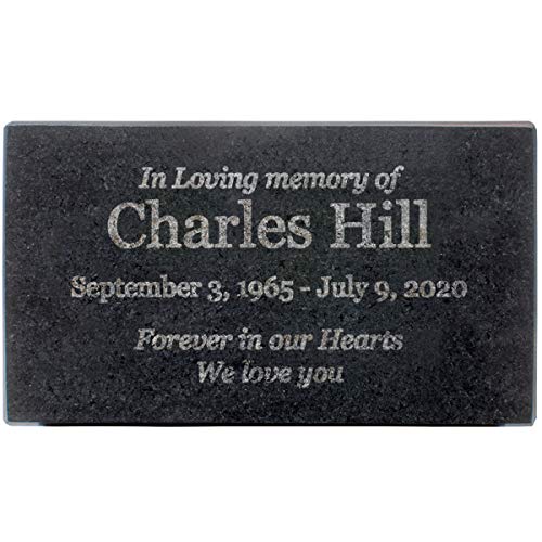 Customized In Loving Memory Black Granite Memorial or Sympathy Gift. Offered in a Variety of Sizes to Meet your Needs and Budget (7 x 4 x 2") - size: 7 x 4 x 2"