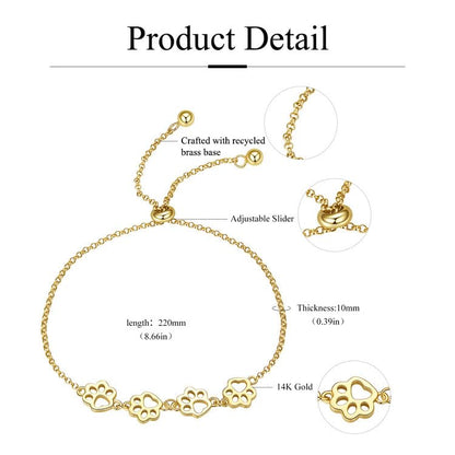 Silver Adjustable Bracelets 925 Sterling Silver Link Bracelets for Women Anniversary Birthday Christmas Jewelry for Women - color: Gold Cat
