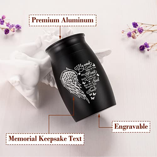Small Urns for Human Ashes Aluminum Mini Urn for Ashes Wing Small Cremation Urn Memorial Keepsake Ash Holder-My Mind