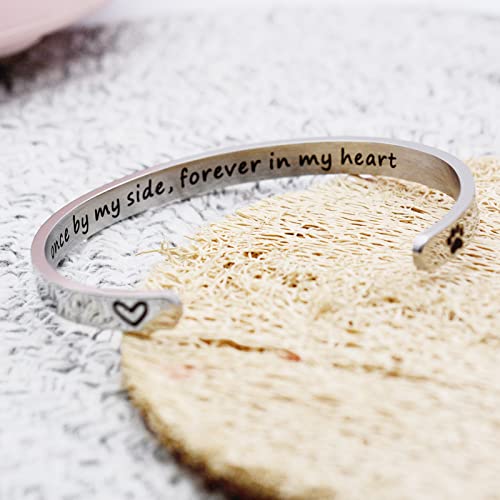 Once by My Side Forever in My Heart Pet Sympathy Gift Bracelet Pet Remembrance Jewelry Dog Memorial Cuff Loss of Pet Gifts (Bangle - Once by my side, forever in my heart) | Puppy Kitten Remembrance Jewelry,Dog & Cat Loss of Pet Gifts for Men Women Teens.