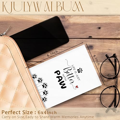 Pet Photo Album 4x6, Dog Cat Lover Owner Gifts, Life Is Just Better with Paw Small Memory Photo Album Book for 18 Pockets Hold 36 Pictures, Photobook for Pet Enthusiast - color: Paw