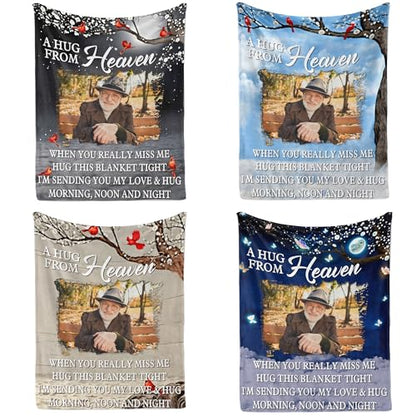 Custom Memorial Blanket with Photo - Sympathy Gift for Loss of Loved One - color: Style 12
