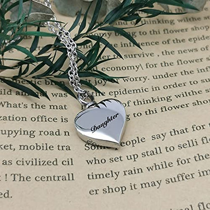 Guardian Angel Wings Cremation Jewelry for Ashes Heart Crystal Urn Necklaces for Ashes Memorial Keepsake Necklace Always on Mind Forever in My Heart - style: Daughter