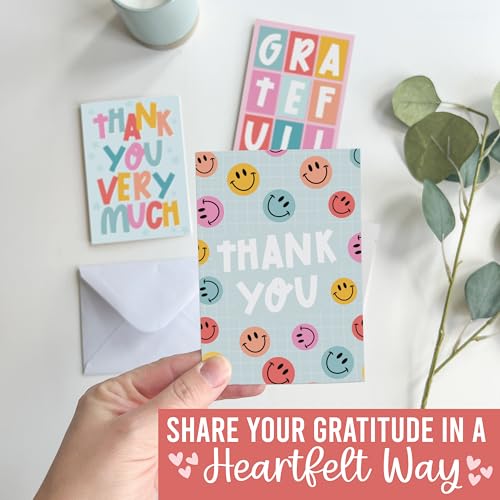 54 Bulk Thank You Cards with Envelopes Blank Cute Thank You Cards | Retro Colorful 5 x 3.5 Appreciation Card Birthdays, Baby Shower, Teacher, Small Business, Party Guests, Coworkers & Holidays - style: Retro Colorful 54 pcs