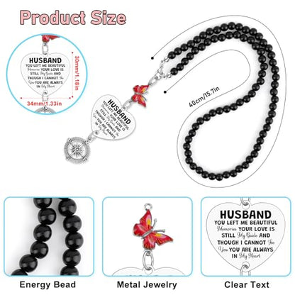 Heigebi Sympathy Gifts for Loss of Husband Car Rearview Mirror Accessories in Memory of Husband Rearview Mirror Car Charm Hanging Charm Sympathy Gift for Women Loss of Husbands Remembrance Keepsake