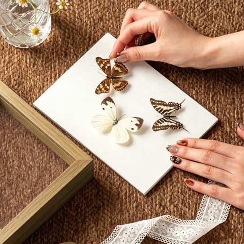 5x7 Small Shadow Box Frame with Ultra-Clear Glass & Soft Linen Back | With Push Pins and Stand, Deep 1.2" Brown Shadow Box Display Case – Display on Tabletop or Wall for Photo, Flower, Keepsakes - color: Brown+high Definition Panel + Shatter-proof Packagi