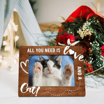Cat Wooden Picture Frame, All You Need is Love and A Cat, Loss Sympathy Gift for Dog Cats Lovers Owners, Cats Memorial Picture Frame, Pet Memorial Gifts, Christmas Gift 7.9 * 5.7inches - color: Style 8