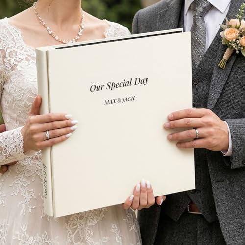 Vienrose Wedding Photo Album 4x6 600 Pockets Photo Window Beige | Cloth Cover, Wedding Crystal Stickers, Tweezers, Acid Free Pages - color: Wedding Theme, size: 600k