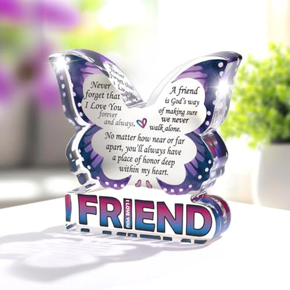 Friendship Gifts for Women, Best Friend Birthday Gifts for Women, Butterfly Gift for Friends BFF Bestie Bestfriend, Small Gifts for Female Friend Ideas, Friends Decorative Signs Plaques - style: Friend