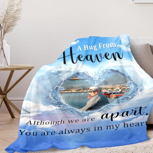 Personalized Sympathy Blanket Custom Memorial Blanket with Photos for Loss of Loved One in Loving Memory Bereavement Grief Gifts for Father Mother Husband Wife Friends (Style-3)
