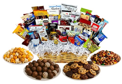 Customizable Gift Basket stuffed with chocolates cookies snacks and candies by MISTERGIFTBASKET.COM Hand-crafted for women men client sympathy birthday thank you holiday (Platinum Plus: $174.99, Sympathy) - size: Platinum Plus: $174.99