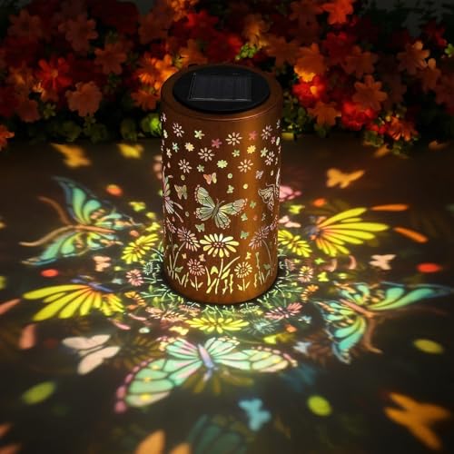 ZKLILI Colorful Butterfly Solar Lanterns Outdoor Waterproof Butterfly Garden Decor Gifts for Women Mom Grandma Hanging Garden Decoration for Yard, Patio, Backyard, Porch for Gift - style: Colorful Butterfly