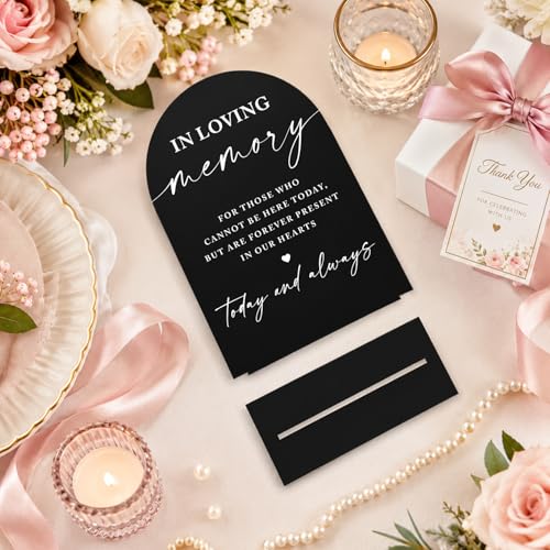 In Loving Memory Wedding Sign, Black Acrylic Memorial Table Decor, Elegant Script Remembrance Sign for Ceremony Reception, Forever in Our Hearts Wedding Signage, Today and Always-5x7