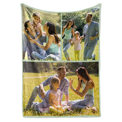 Ships Next Day, Custom Picture Blanket, USA Made (60x80 Sherpa) - color: 3pictures, size: 60"x80" Sherpa