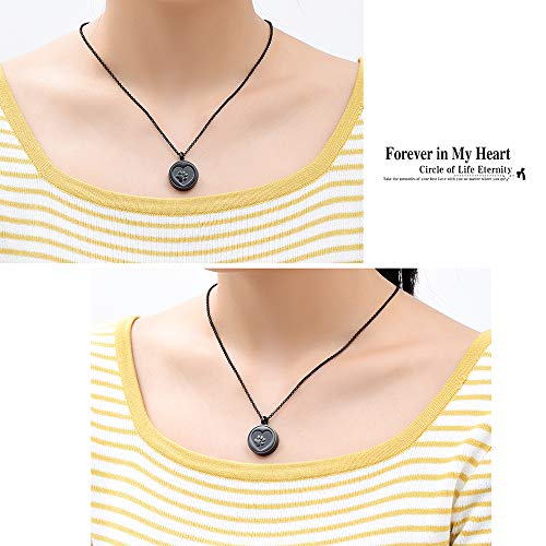 Hearbeingt Tree of Life Cremation Jewelry Paw Print Urn Necklace for Ashes - color: B-Black