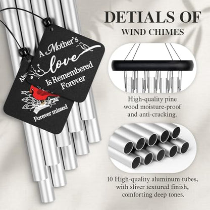 SteadStyle Memorial Gifts for Loss of Mom, Cardinal Memorial Wind Chimes | Sympathy Bereavement Gifts for Loss of Mother, Loss of Mom Sympathy Gifts, In Memory of Mom, Memorial Wind Chime Garden Patio