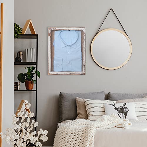 11x14 Shadow Box, Large Shadow Box Frame with Door, Flowers Shadow Box Display Case with Hinge, Solid Wood Memory Box for Memorabilia Photos Awards Medals - Distressed White | Solid Wood Frame,3 Inch Deep, Magnetic Hinged Door,Wall/Tabletop Display,Hold M