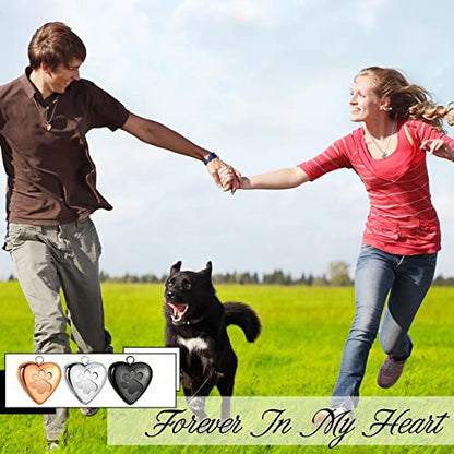3 Pcs Pet Ashes Necklace for Dogs Urns Cremation Jewelry Paw Print Heart Stainless Steel Pendant Memorial Ashes Necklace with Filling Kit Keepsake Jewelry for Pet Dog Cats Keepsake