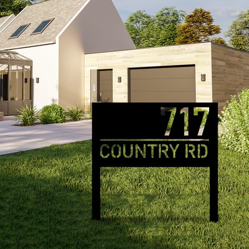 Personalized Modern House Address Number Sign, Custom House Number Garden Stake, Street Name Yard Stake, House Number Sign for Lawn and Patio, Outside Signs, Address Number Gift, New Homeowner Gift - color: Design C