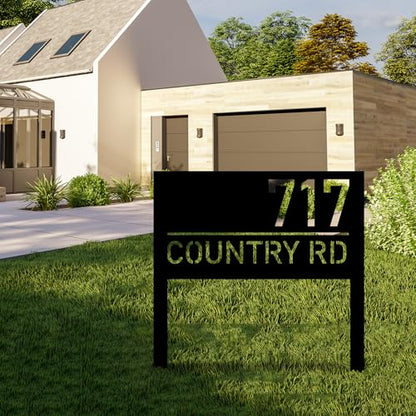 Personalized Modern House Address Number Sign, Custom House Number Garden Stake, Street Name Yard Stake, House Number Sign for Lawn and Patio, Outside Signs, Address Number Gift, New Homeowner Gift - color: Design C