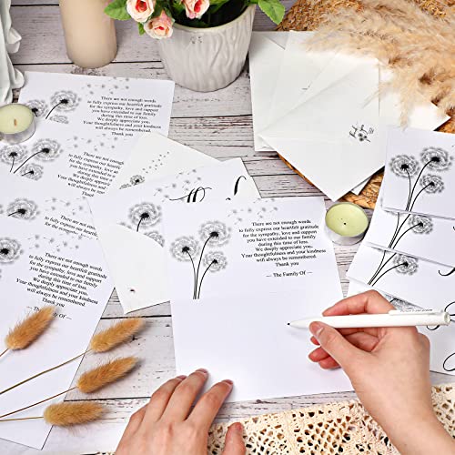 Fumete 50 Set Funeral Thank You Cards, Dandelion - style: Dandelion