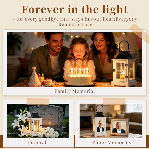 Memorial Lantern with Photo Frame & Keepsake Drawer, Condolences Gift for Loss of Dad, Bereavement Gifts in Memory of Dad, with LED Candle and Timer, Includes Sympathy Card and Gift Box - color: Dad/Black