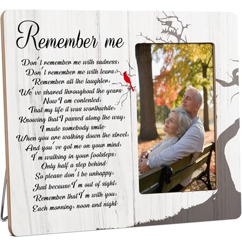 Memorial Gifts for Loss of Loved One, Remember Me Frame Gift for Loss of Dad Mon, In Loving Memory Wooden Picture Frames, 4x6 inch Photo - color: Green