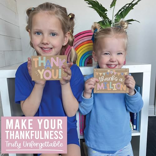 24 Bulk Thank You Cards with Envelopes Blank Cute Thank You Cards | Kraft Colorful 6 x 4 Appreciation Card Birthdays, Baby Shower, Teacher, Small Business, Party Guests, Coworkers & Holidays - style: Kraft Colorful 24 pcs