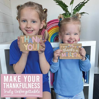 24 Bulk Thank You Cards with Envelopes Blank Cute Thank You Cards | Kraft Colorful 6 x 4 Appreciation Card Birthdays, Baby Shower, Teacher, Small Business, Party Guests, Coworkers & Holidays - style: Kraft Colorful 24 pcs