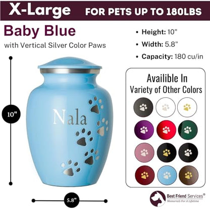 Ottillie Premier Lt Blue/Pewter/Vert Urn, up to 170lbs - color: Baby Blue, Vertical Pewter Paws, size: X-Large