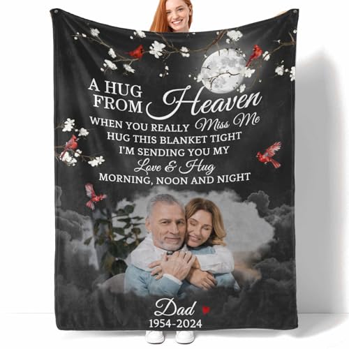 D-Story Custom Memorial Blanket with Photos in Loving Memory for Loved Ones Lost: Made in USA, Personalized Picture Sympathy Remembrance Grief Gift Funeral for Daughter Son Father Mother Brothers - color: 10