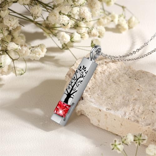 RIPFEVURN Small Mini Sharing Urns for Human Ashes Keepsake Adult Female Male Tree of Life Cremation Jewelry Urn Necklaces for Ashes for Women Men Set of 6(Red)