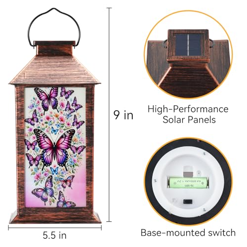 Homemory Solar Hanging Lanterns Outdoor Waterproof Butterfly LED Lights - style: Butterfly