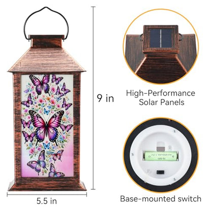 Homemory Solar Hanging Lanterns Outdoor Waterproof Butterfly LED Lights - style: Butterfly