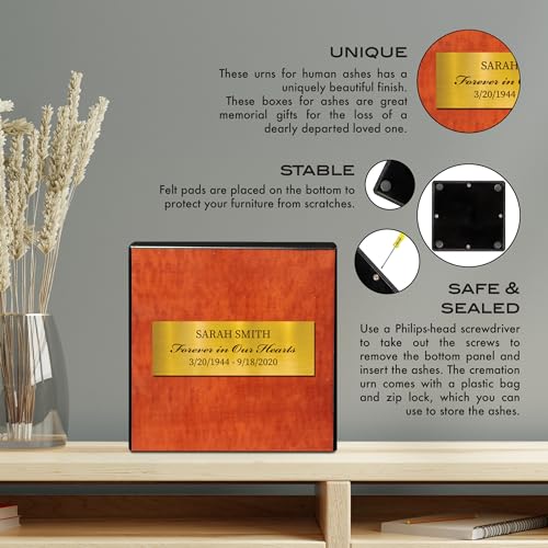 Personalized Small Wooden Cremation Urn: Cherished Keepsake for Loved Ones - Elegant Memorial Gift & Keepsake Box (Light Brown) - color: Light Brown Personalized
