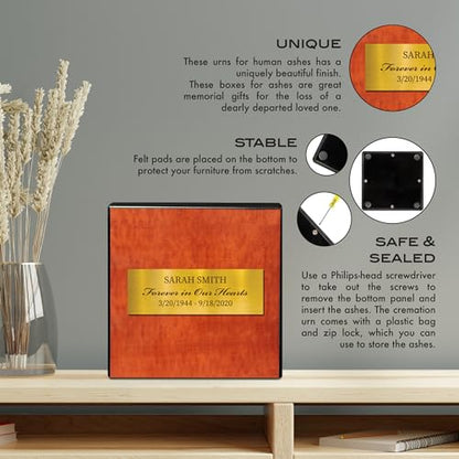 Personalized Small Wooden Cremation Urn: Cherished Keepsake for Loved Ones - Elegant Memorial Gift & Keepsake Box (Light Brown) - color: Light Brown Personalized
