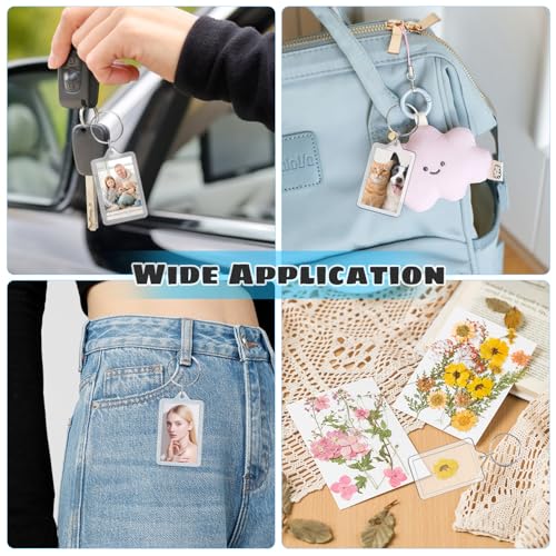 Cositina 50 Pack Acrylic Photo Frame Keychain Clear Photo Insert Blank Keychain Rectangle Picture Frame Keyring Holder for Men Women DIY Projects