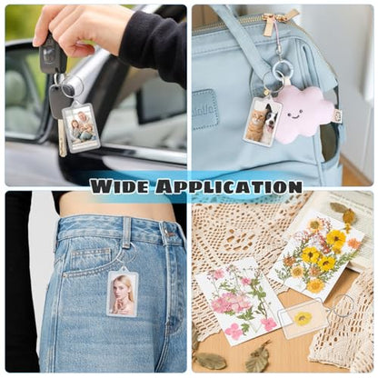 Cositina 50 Pack Acrylic Photo Frame Keychain Clear Photo Insert Blank Keychain Rectangle Picture Frame Keyring Holder for Men Women DIY Projects